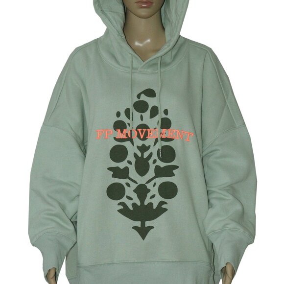 Free People Sprint To The Finish Logo Hoodie Oversized Hi Low Pockets Jacket XS - Picture 4 of 9